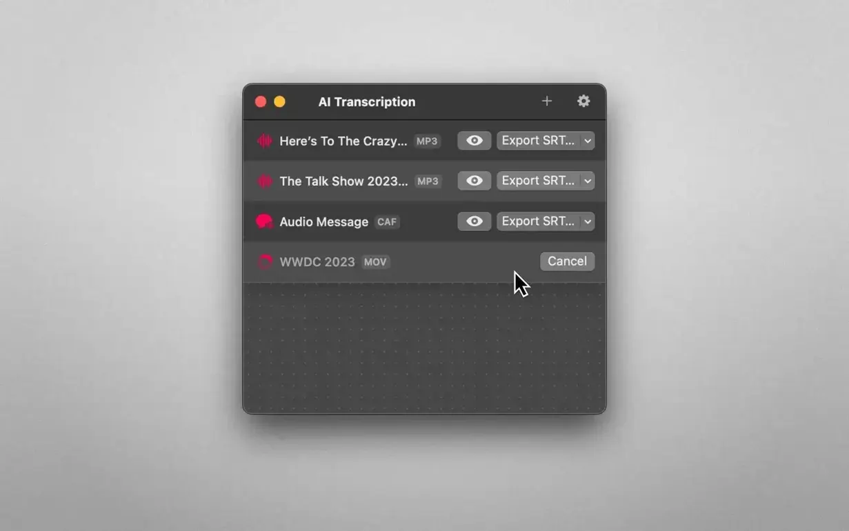AI Transcription: view #2 AI Transcription layout 2