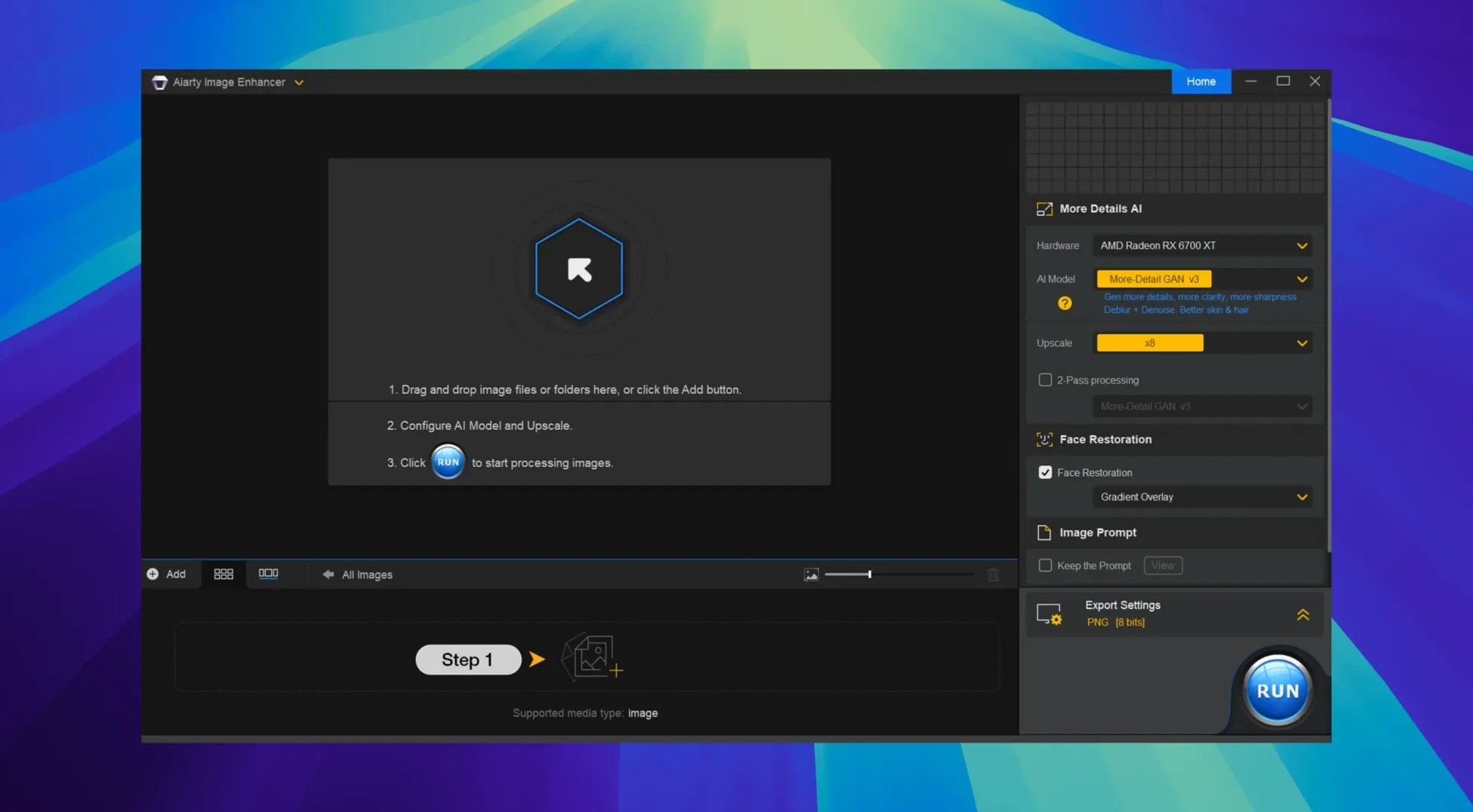 Aiarty Image Enhancer: view #1 aiarty image enhancer — welcome screen