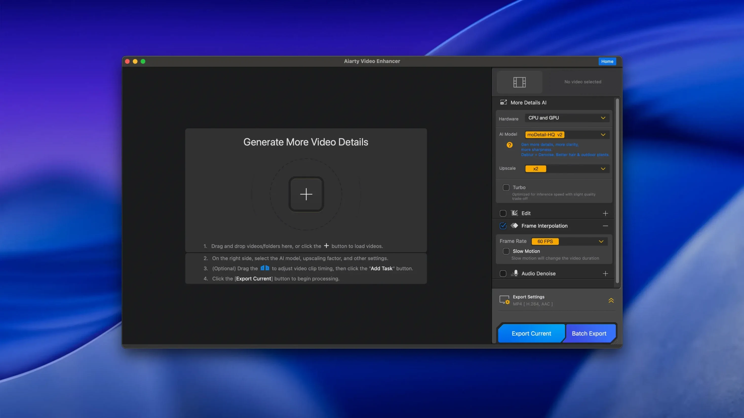 Aiarty Video Enhancer: view #1 aiarty video enhancer — welcome screen