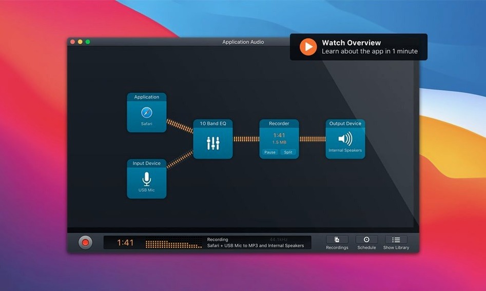 View 1 of 4: Audio Hijack audio hijack download: overview screen