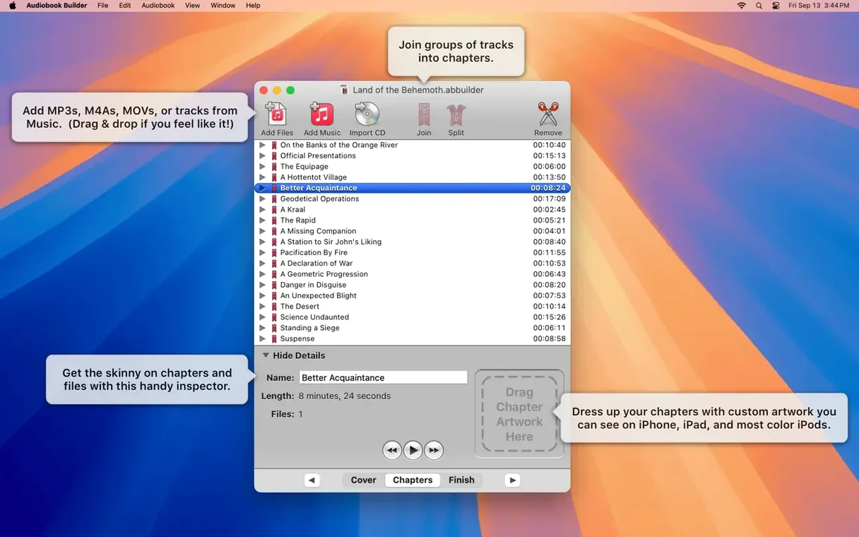 Audiobook Builder: view #1 audiobook builder macos: overview screen