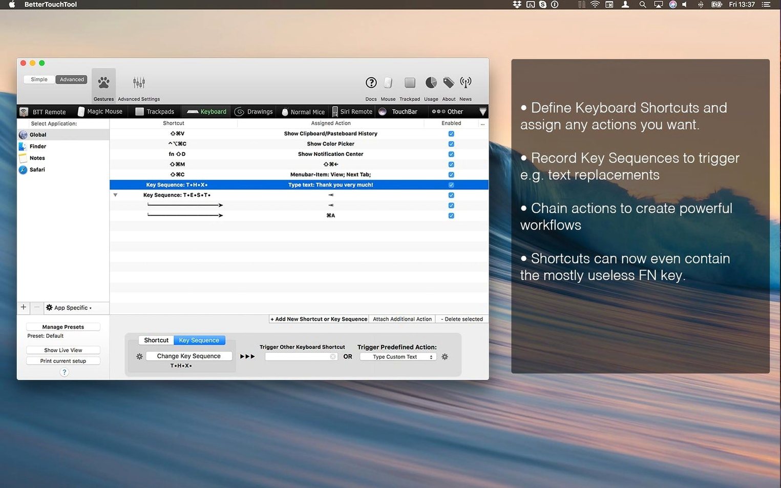 View 3 of 4: BetterTouchTool BetterTouchTool panel 3