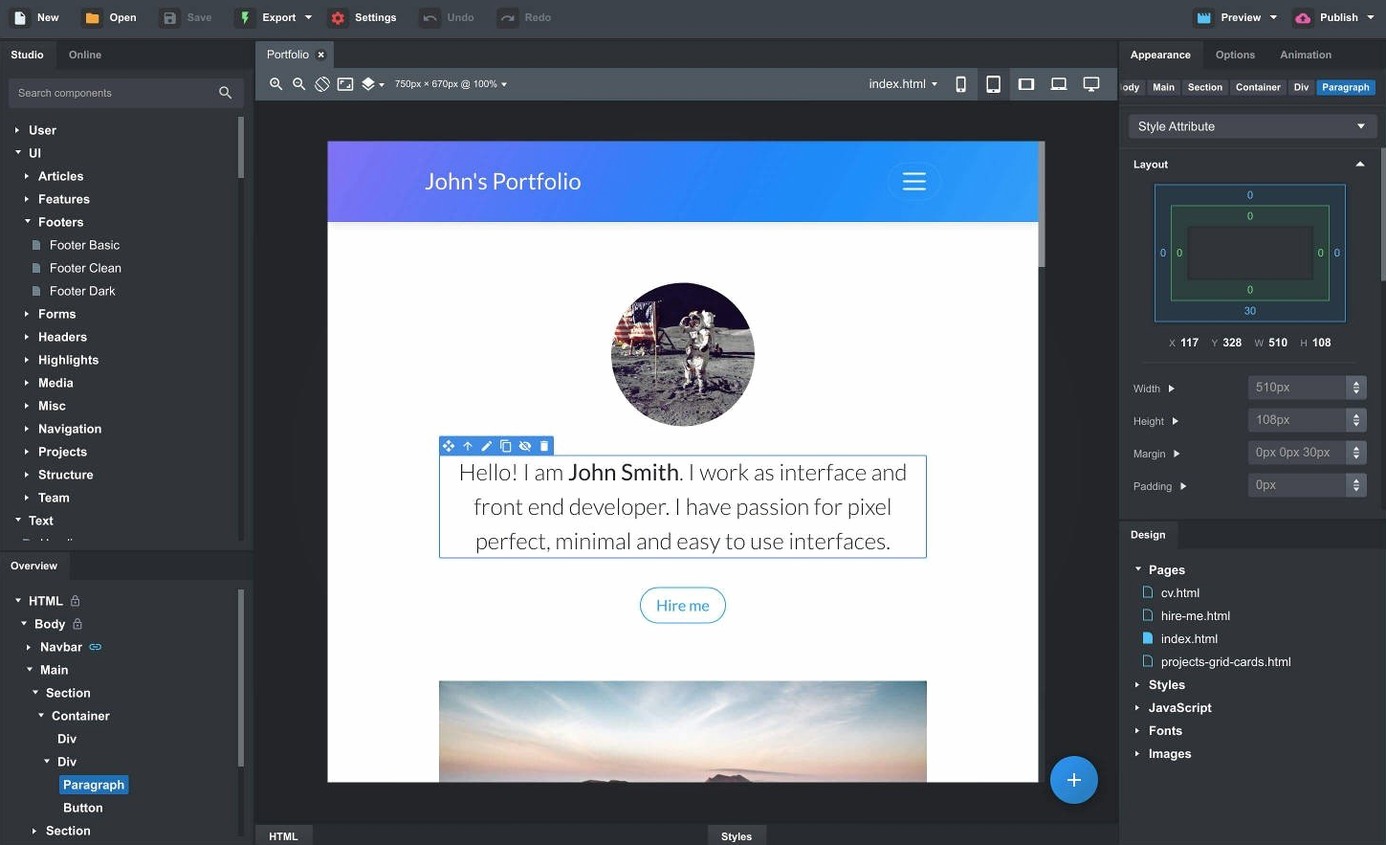 Bootstrap Studio: view #1 bootstrap studio torrent: overview screen