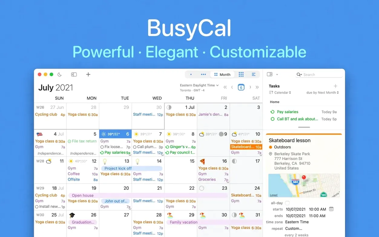 BusyCal: view #1 busycal for mac free download: overview screen