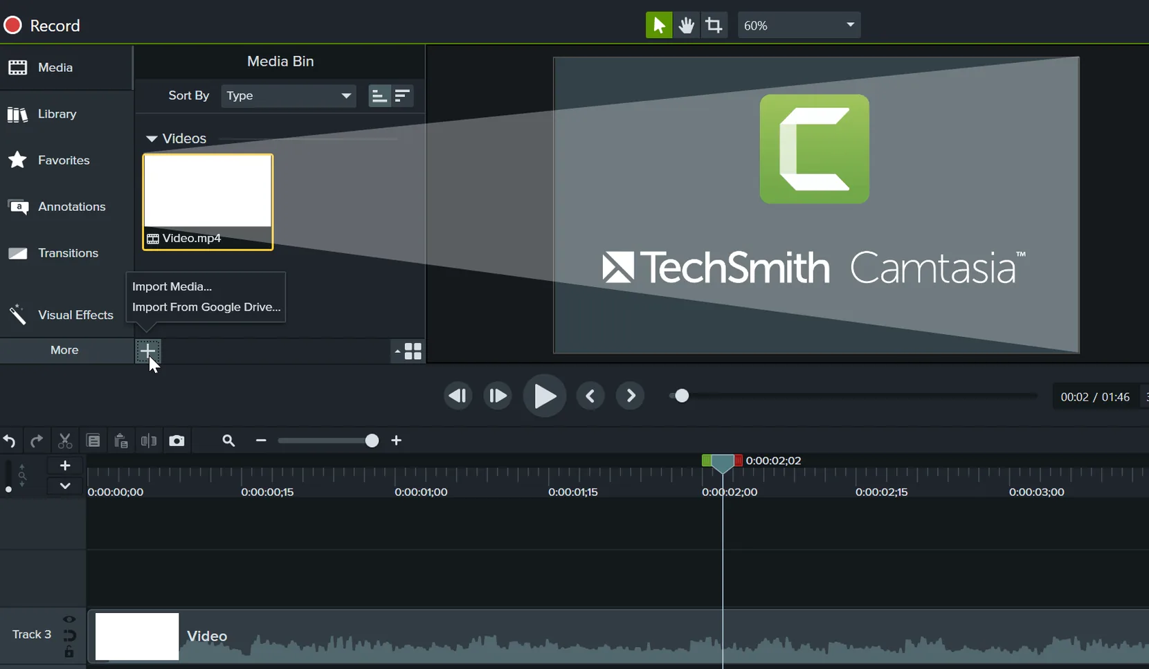 Camtasia: view #2 Camtasia layout 2