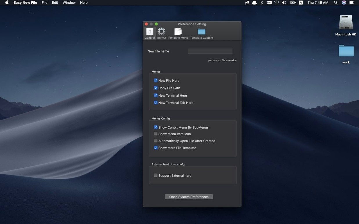Easy New File: view #3 Easy New File layout 3