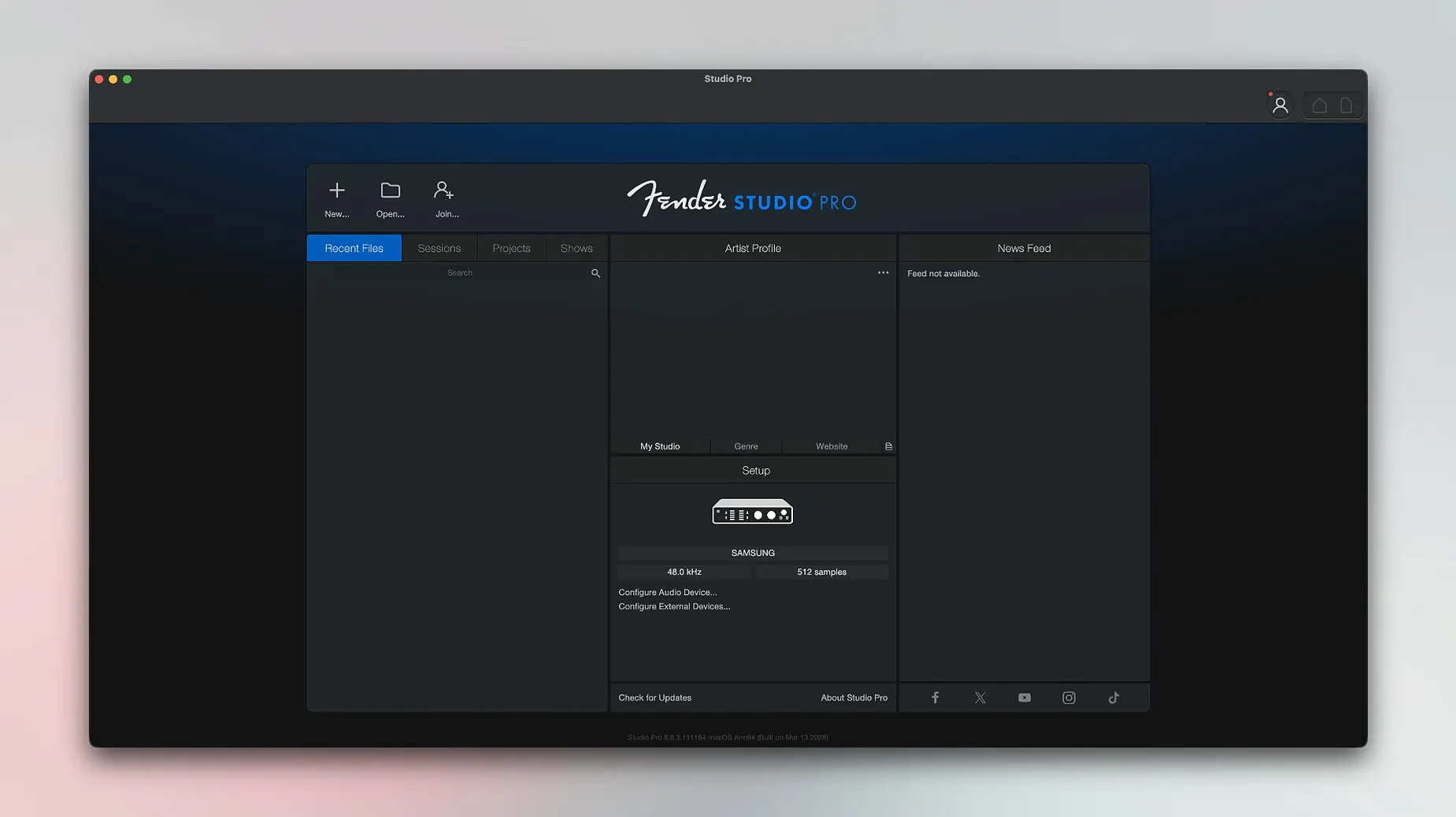 View 1 of 4: Fender Studio Pro fender studio pro 8 mac: overview screen
