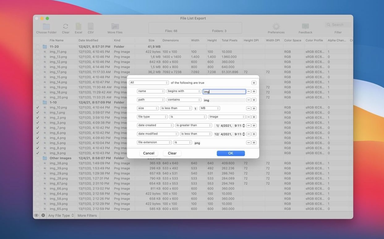 File List Export: view #2 File List Export layout 2