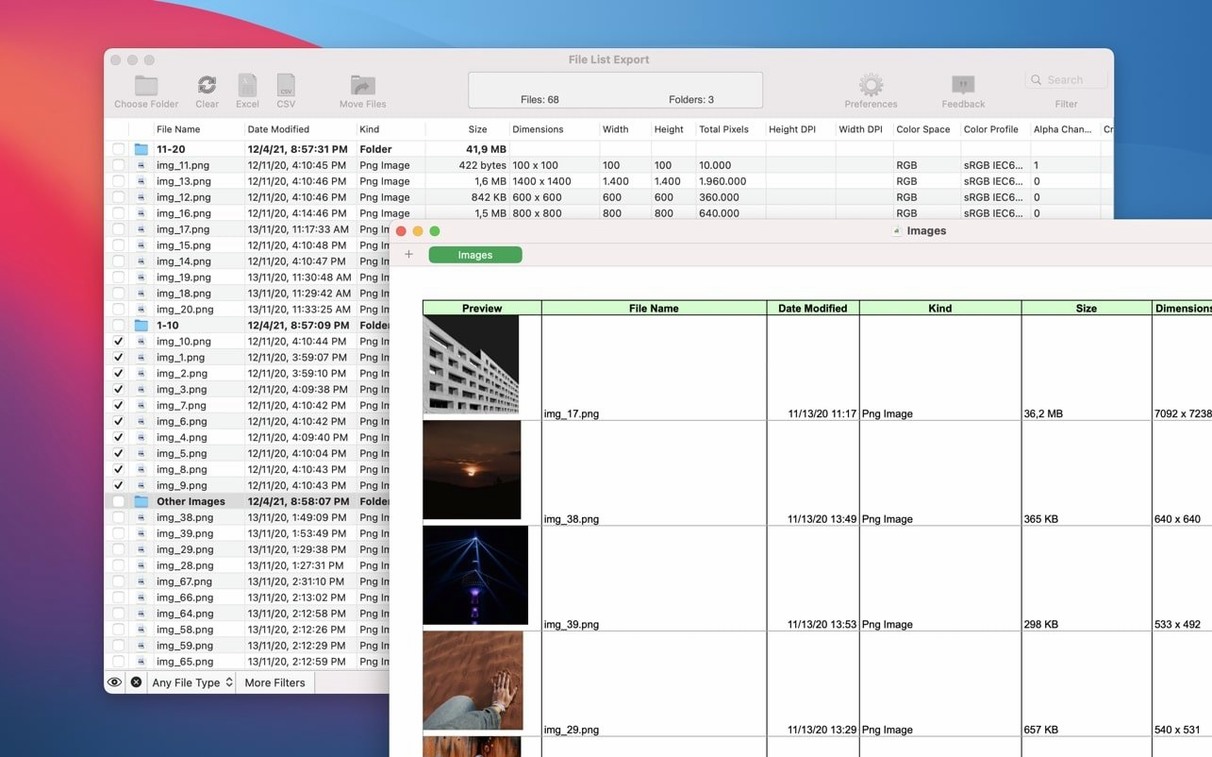 File List Export: view #4 File List Export layout 4