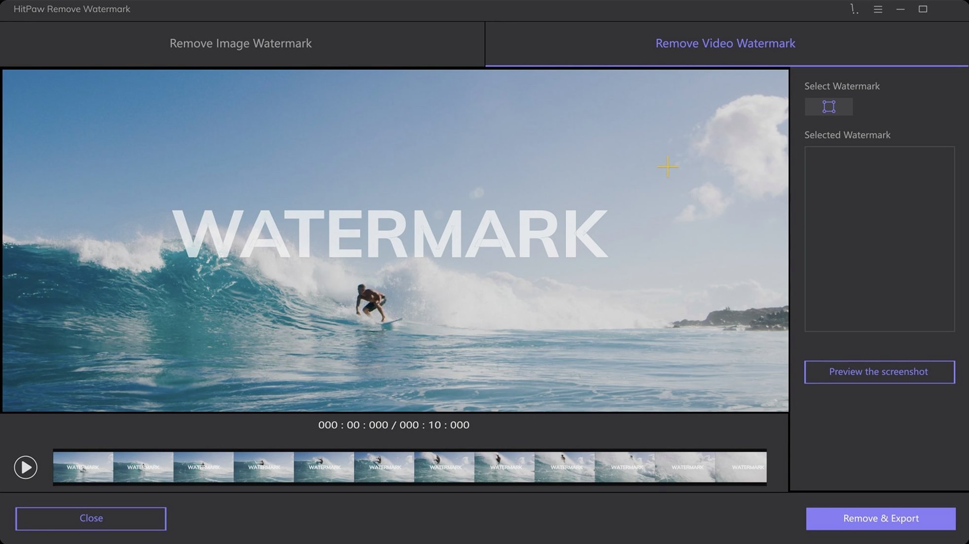 HitPaw Watermark Remover: view #1 add watermark to imovie: overview screen