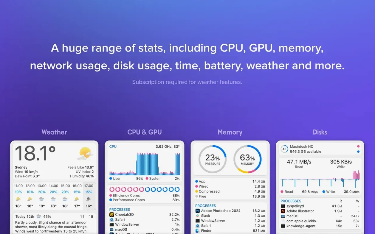 View 4 of 5: iStat Menus iStat Menus panel 4