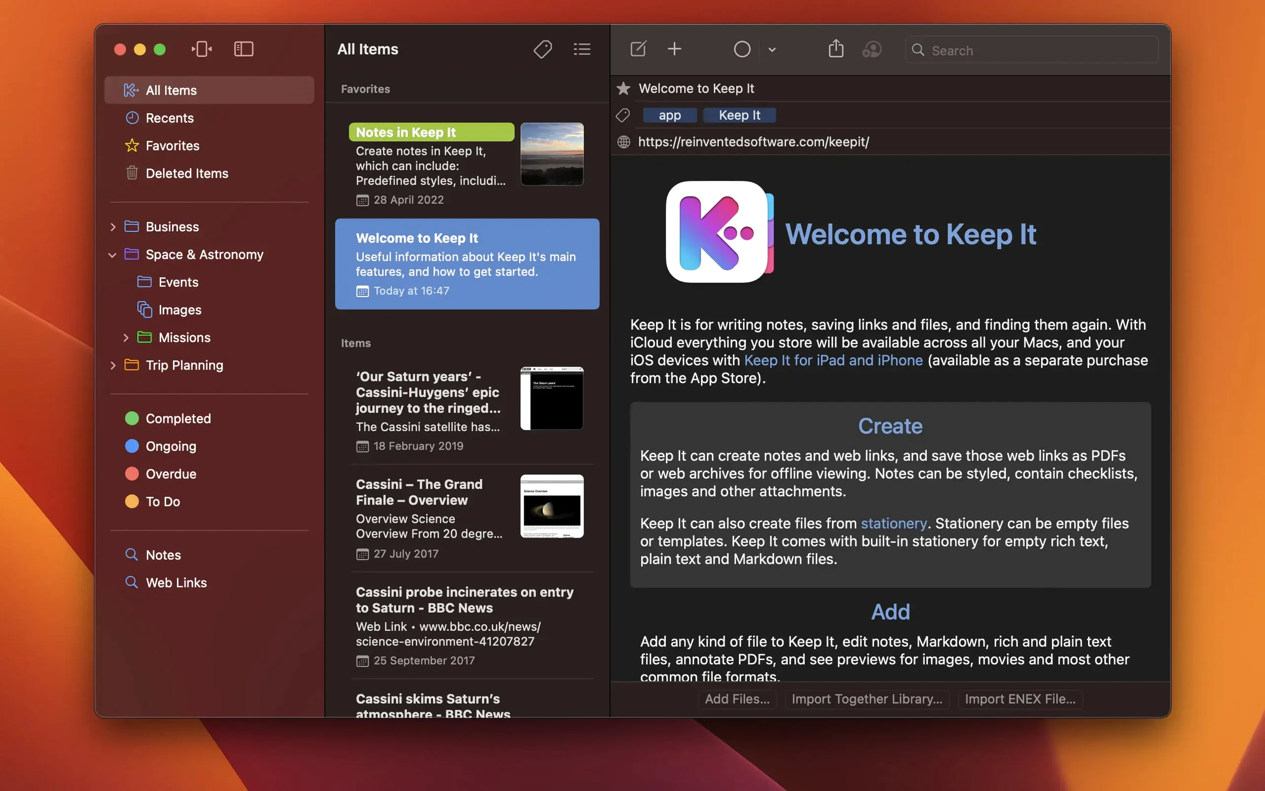 View 1 of 4: Keep It download keep it for mac: overview screen