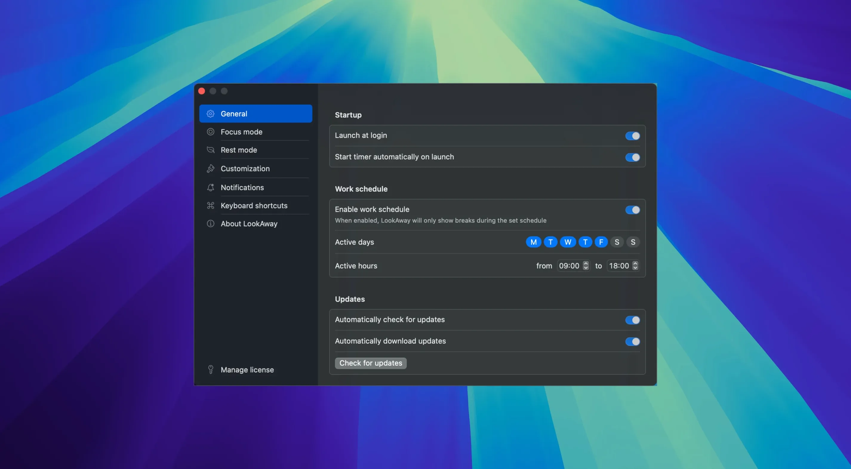 LookAway: view #1 lookaway for mac free download: overview screen