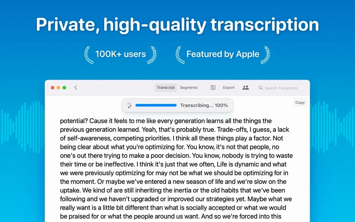 MacWhisper: view #1 macwhisper torrent: overview screen