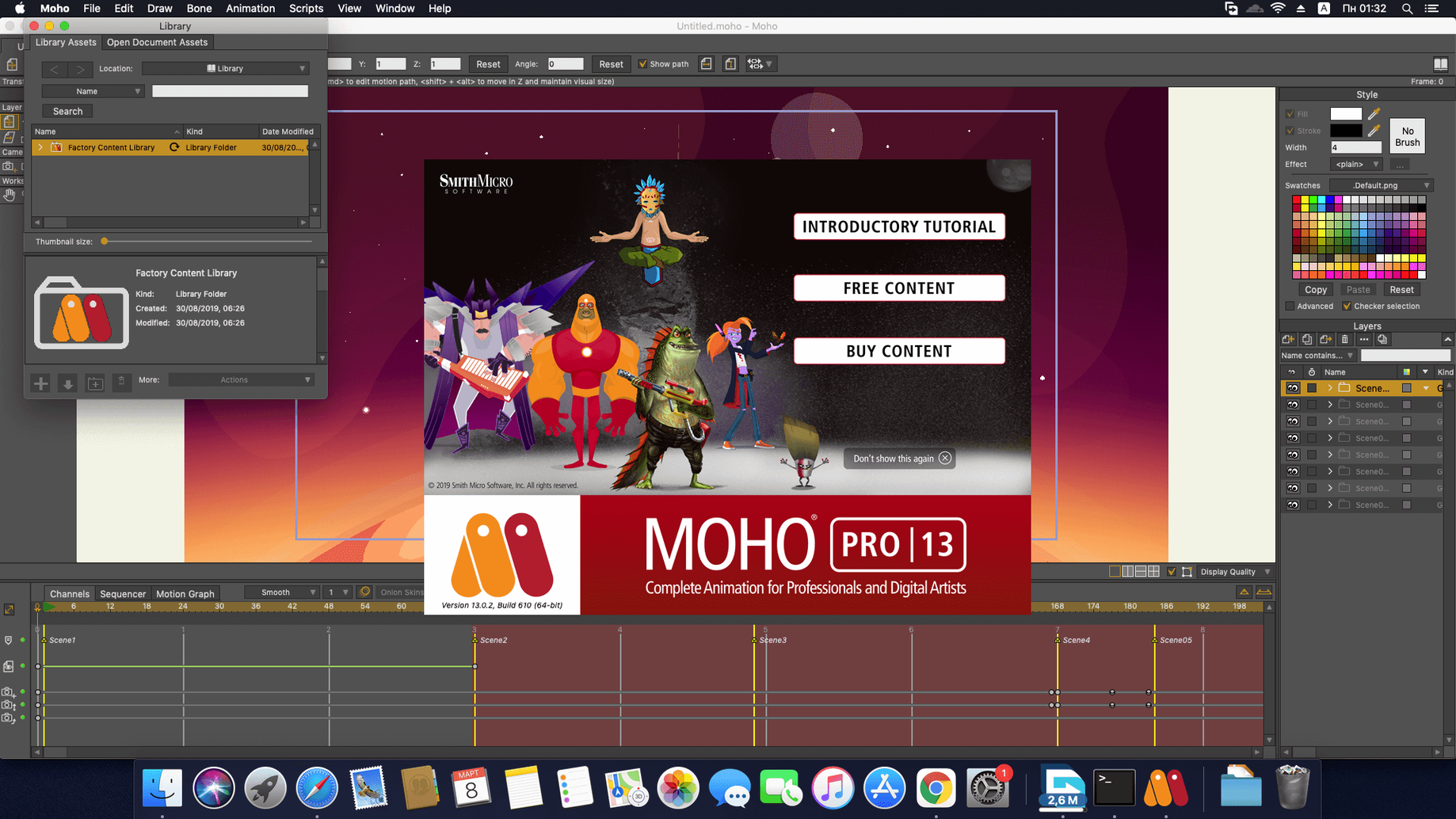 Moho Pro: view #1 moho pro 14 download — welcome screen