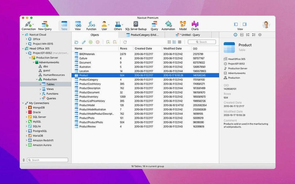 Navicat Premium: view #1 navicat premium 17 full crack mac: overview screen