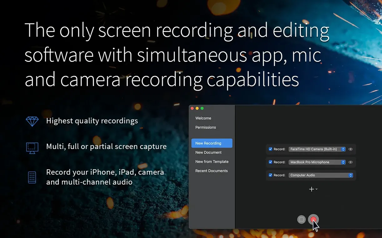 View 1 of 3: ScreenFlow screenflow mac — welcome screen