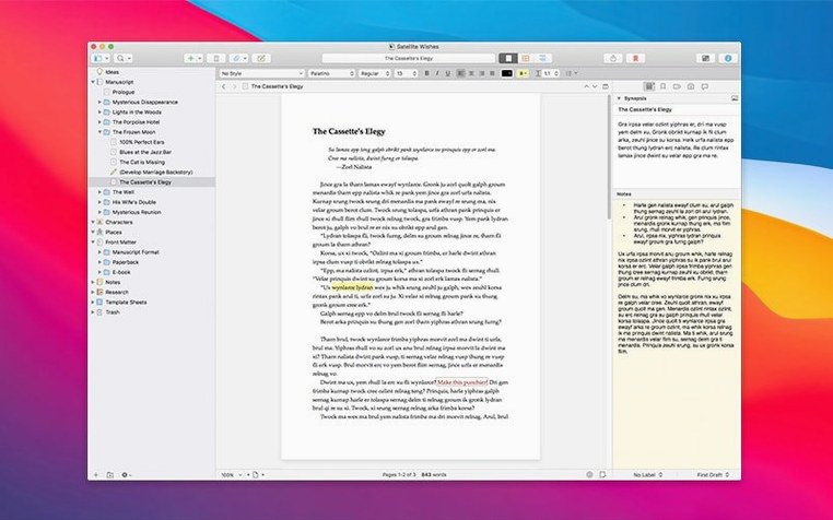 View 1 of 4: Scrivener scrivener macos — welcome screen