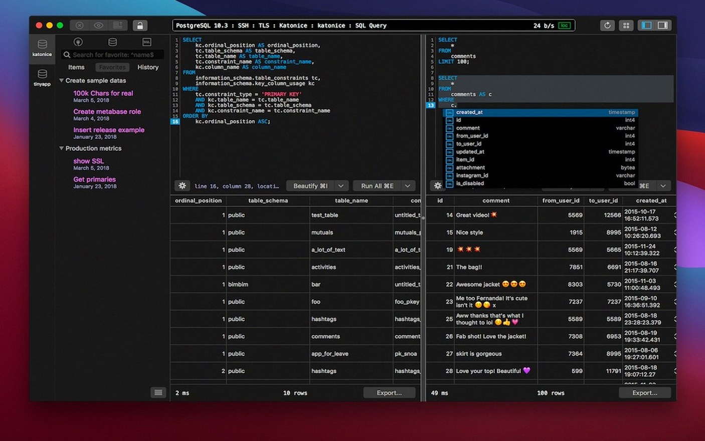 View 1 of 4: TablePlus tableplus torrent: overview screen
