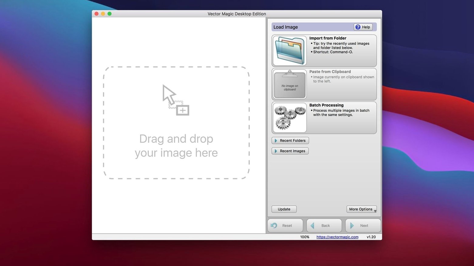 Vector Magic: view #1 vector magic mac download — welcome screen